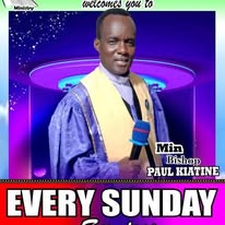 Sunday Service invite flyer — Every Sunday at VBC Ministries Tassia with Bishop Paul Kiatine